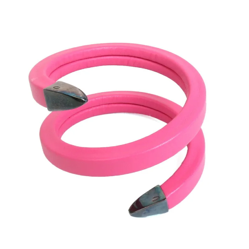 modern women’s bangles -Bottega Veneta  pink Leather  925 Bangle (Pre-Owned)