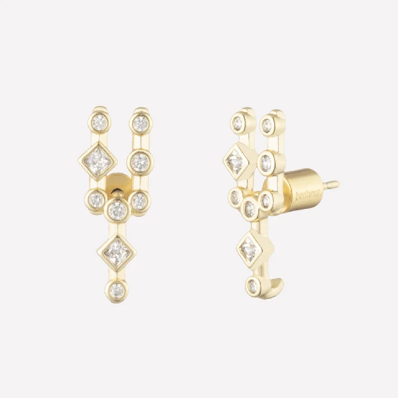 trendy earrings for women -Céleste Gold Climber Earrings