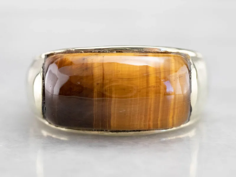 Tiger's Eye Domed Gold Statement Band