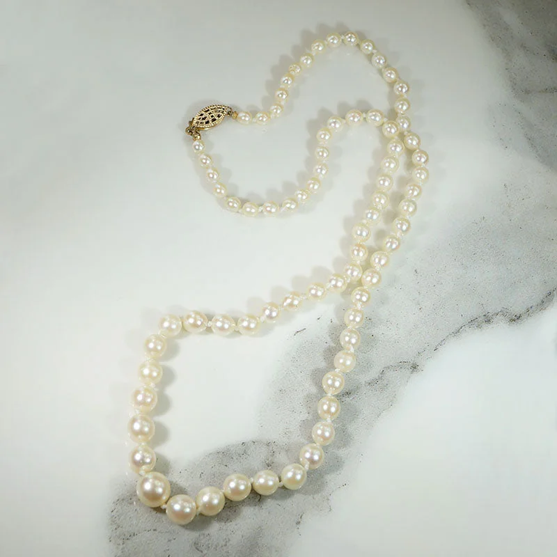 vintage gold necklaces for women -Classic 21" Graduated Cultured Pearl Necklace