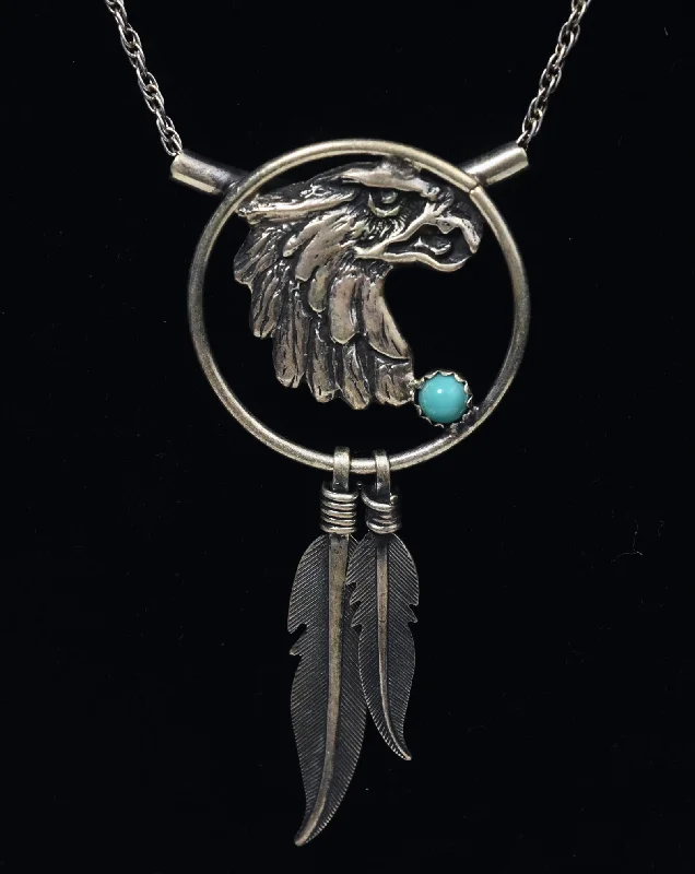 charm necklaces for women -Sterling Silver Turquoise Griffin Pendant Necklace - 18"