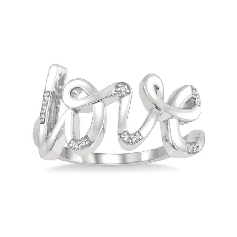 Sterling Silver Diamond Love Ring