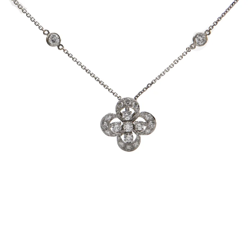 gold pendant necklaces for women -Daisy Exclusive 18K White Gold Diamond Quatrefoil Necklace