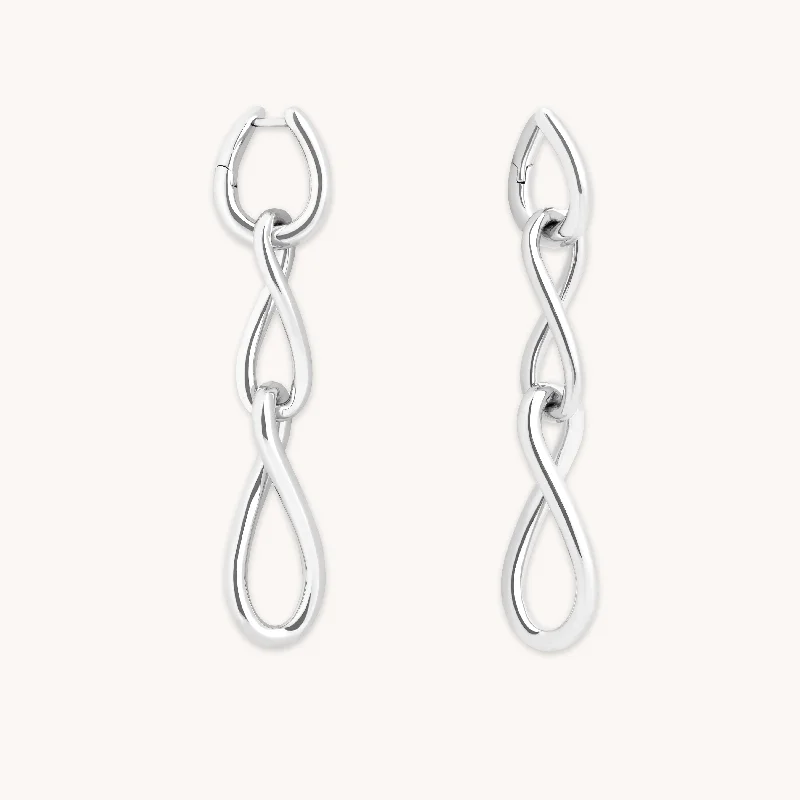 crystal drop earrings -Infinite Drop Stud Earrings in Silver