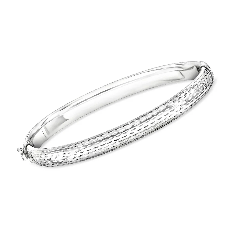 multi-colored bracelets for women -Ross-Simons Sterling Silver Diamond-Cut Bangle Bracelet