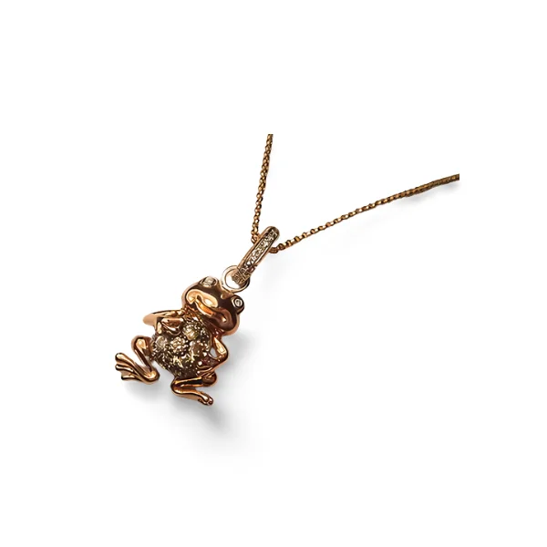 vintage style necklaces for women -Whimsical 14K Pink Rose Gold Designer Diamond Toad Frog Pendant Necklace