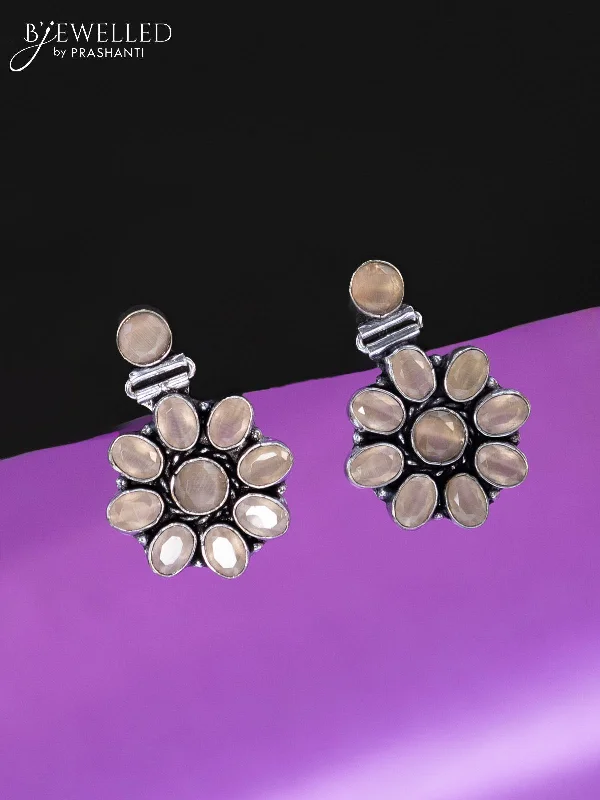 colorful earrings for women -Oxidised earrings with peach stones