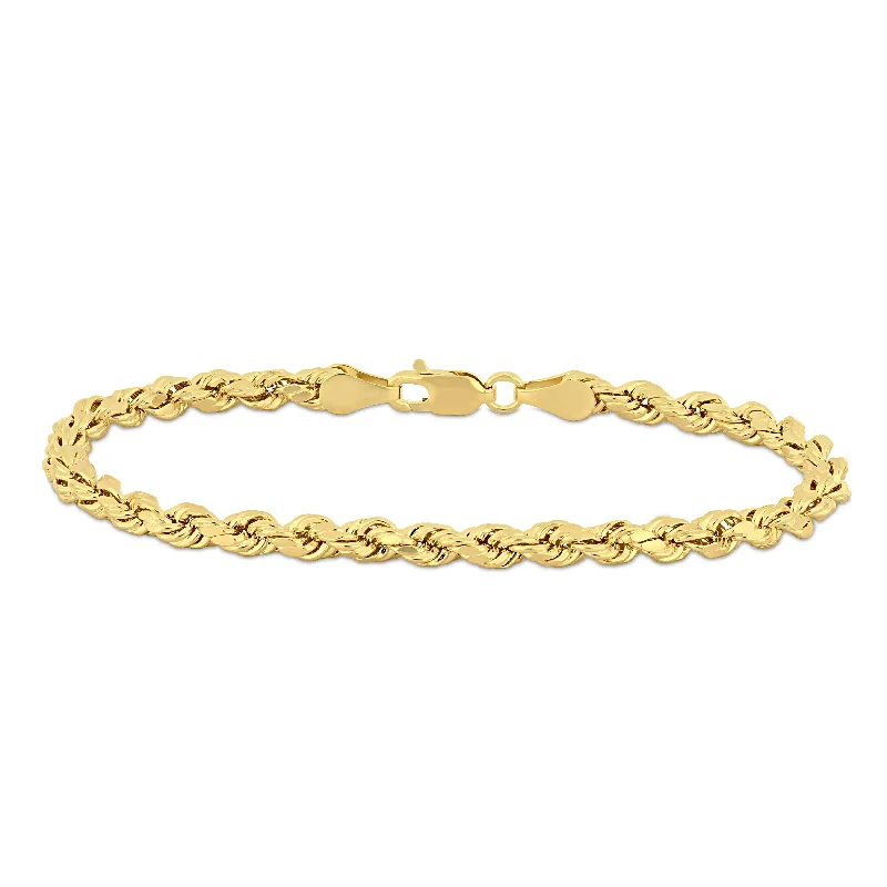 luxury bangles for women -Mimi & Max Rope Chain Bracelet in 10k Yellow Gold (4mm/7.5 Inch)