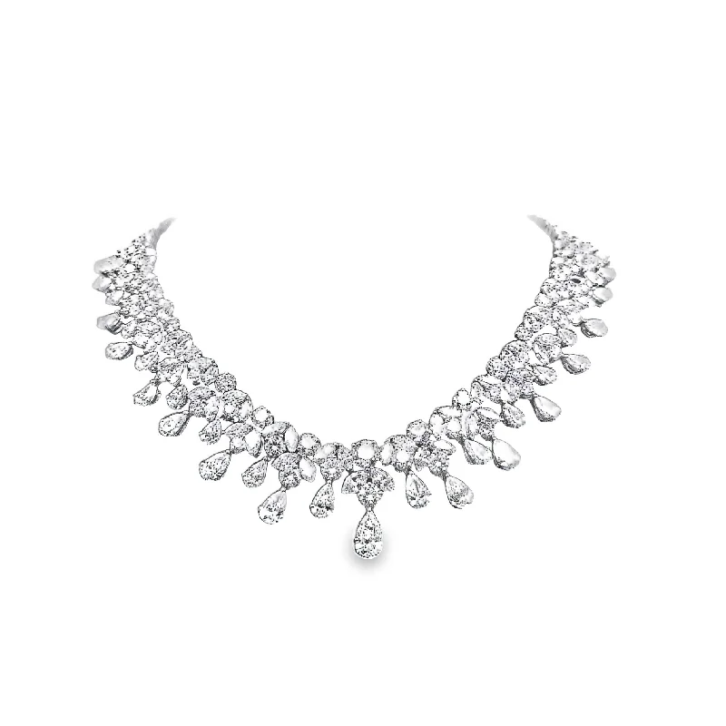 women’s necklaces -Mid-Century 54 Carat Diamond Drop Platinum Bib Necklace