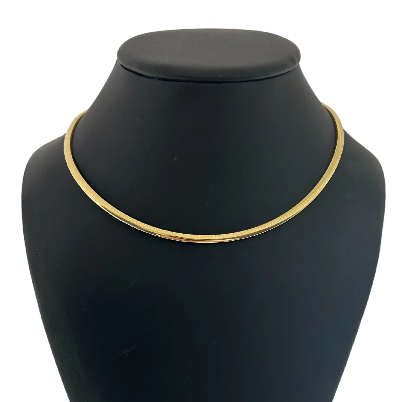 vintage style necklaces for women -Vintage Italian 18k Gold Omega Link Collar Necklace