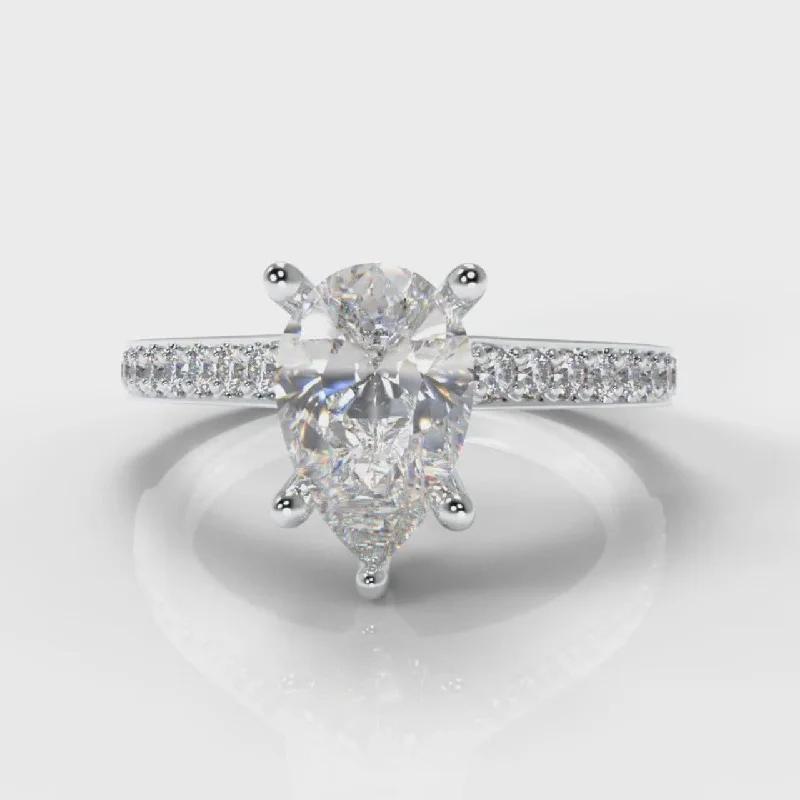 matching engagement rings -Pavé Pear Diamond Engagement Ring