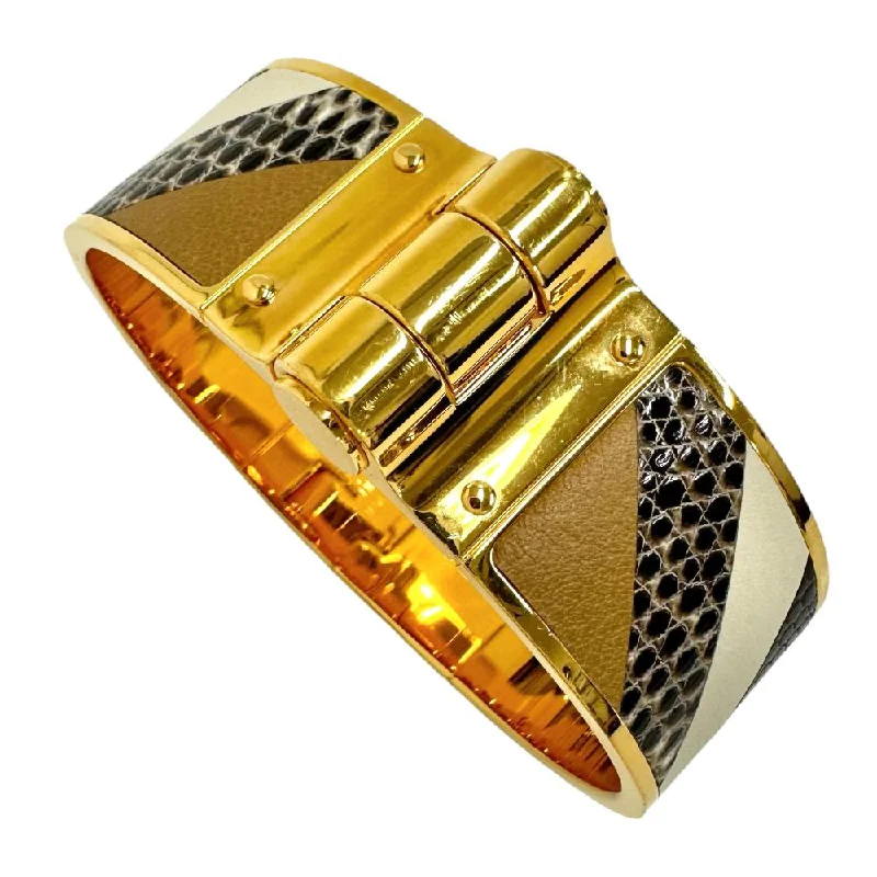 luxury rings with sapphires -Hermes Charnieres GM Bangle Gold Python