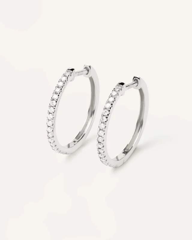 minimalist gold earrings -Diamonds and White Gold Eternity Medium Hoops