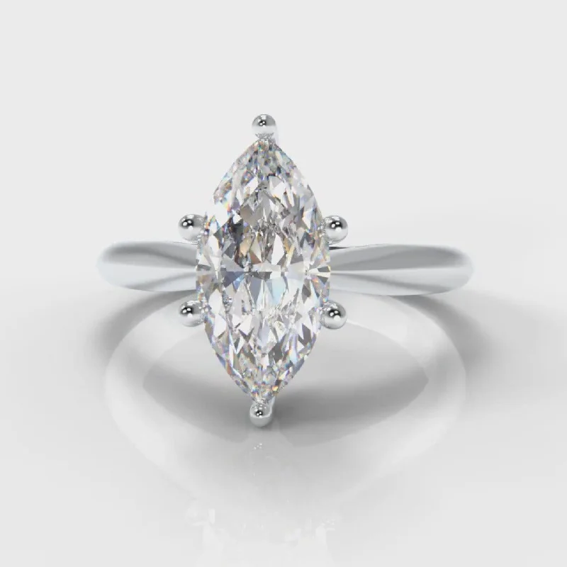 modern engagement rings -Star Solitaire Marquise Diamond Engagement Ring