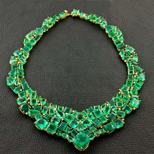 chunky necklaces for women -Multi-Emerald Bib Necklace