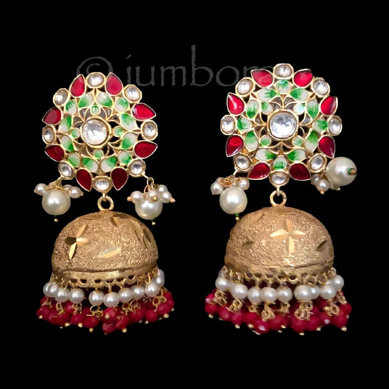 women’s earrings -Handpainted Meenakari Big Jhumka Earring