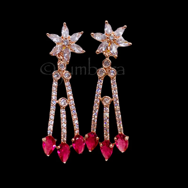 statement diamond earrings for women -Dainty Elegant Floral AD Zircon (CZ) Earring