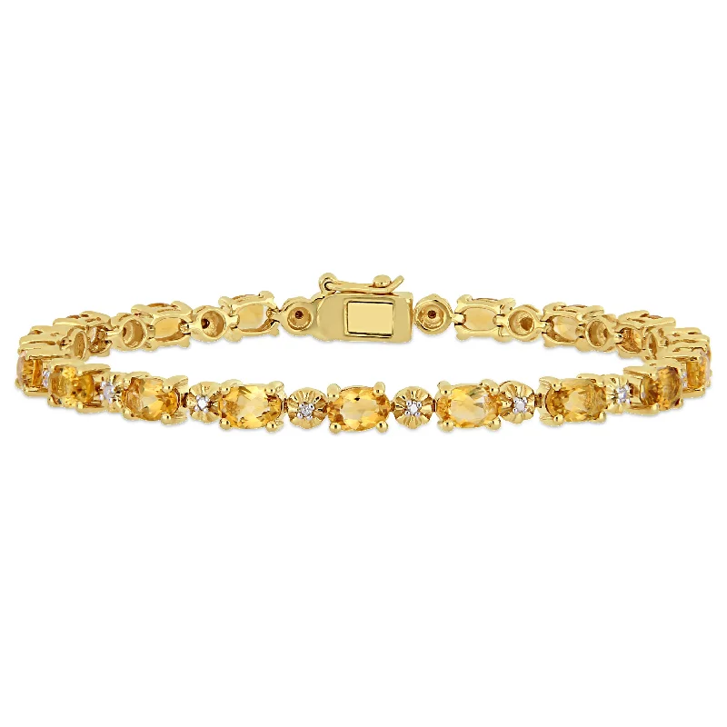 classy gold wedding rings -Mimi & Max 8 1/10ct TGW Oval-Cut Citrine and Diamond Accent Tennis Bracelet in Yellow Silver