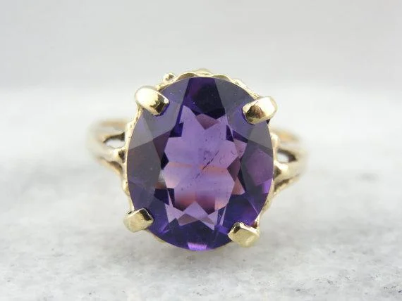 Zambian Amethyst in a Vintage Cocktail Ring