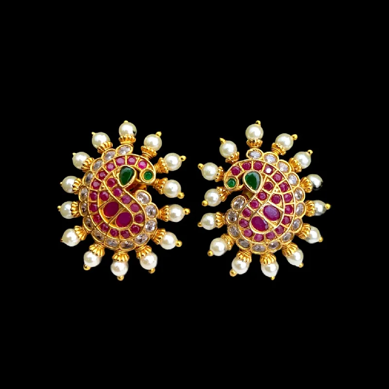 personalized earrings for women -Mango Peacock AD Zircon (CZ) Stud Earring