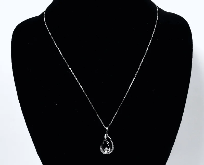 statement pendant necklaces for women -Sterling Silver Diamond Pendant on Sterling Silver Chain Necklace - 18"