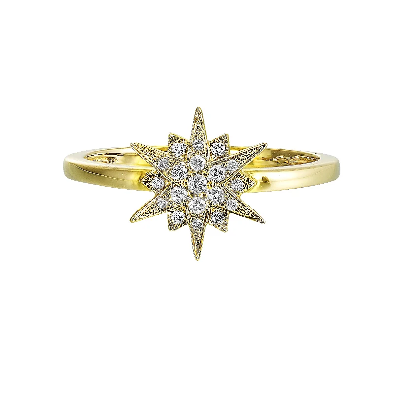 1/10 Ctw Diamond Star Ring in 14 Karat Yellow Gold