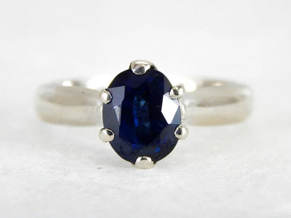 simple engagement rings -Ceylon Sapphire Solitaire White Gold Engagement Ring