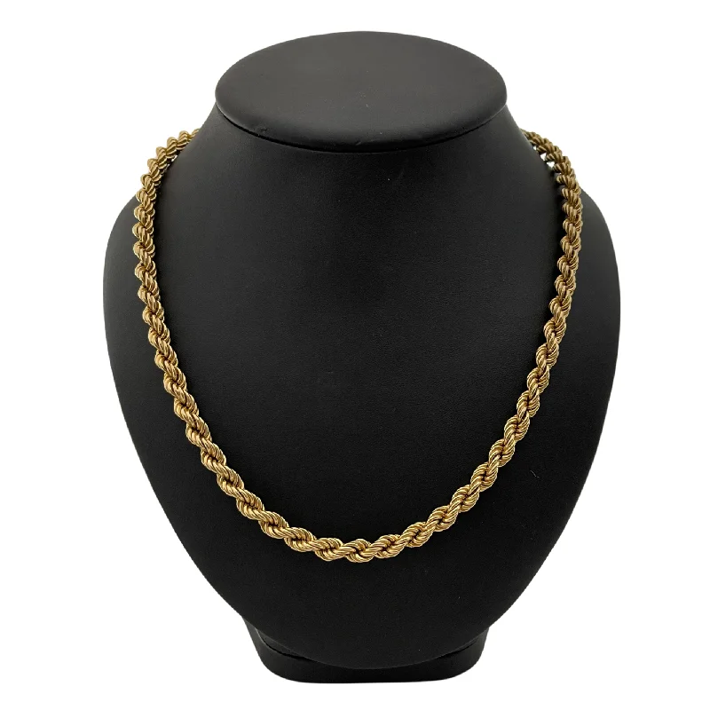 bridal shower necklaces for women -Vintage 18K Yellow Gold Rope Link Necklace (32 1/4")