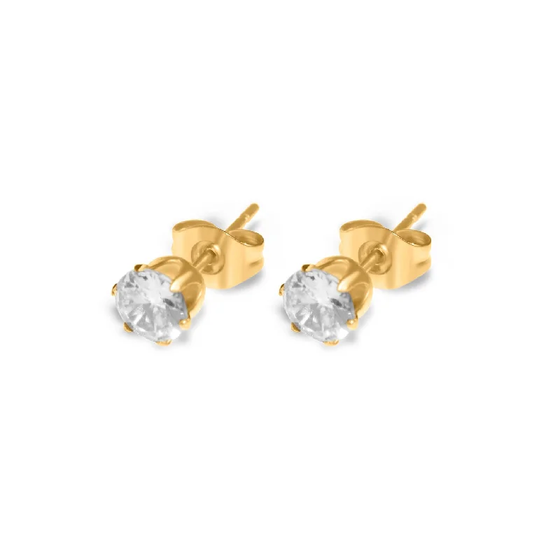 rose gold earrings for women -Gold Diamond Studs