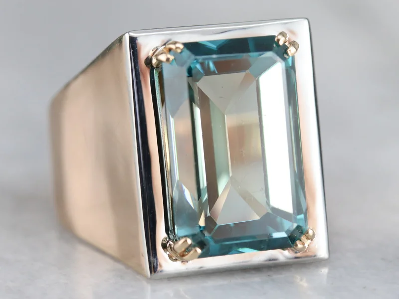 Men's Blue Zircon Mix Metal Ring