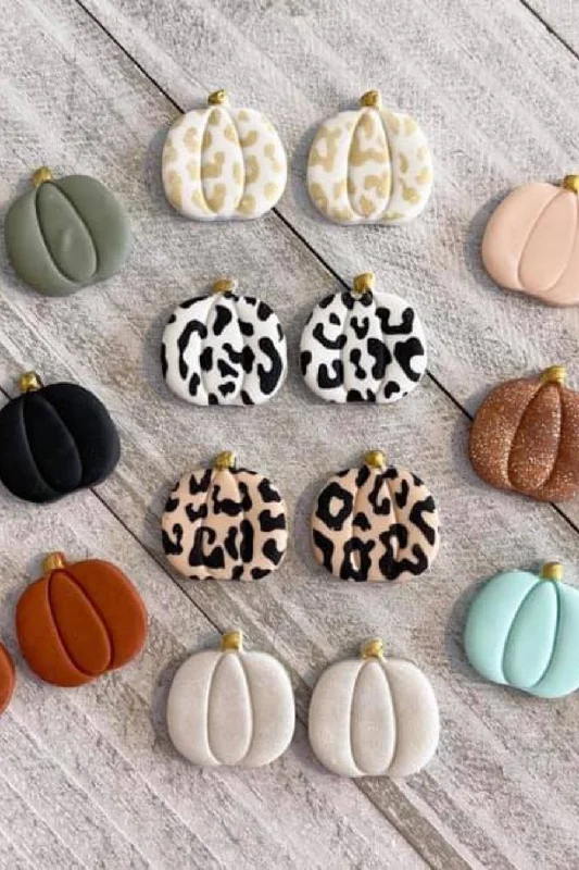 fashion earrings for women -Clay Pumpkin Earrings