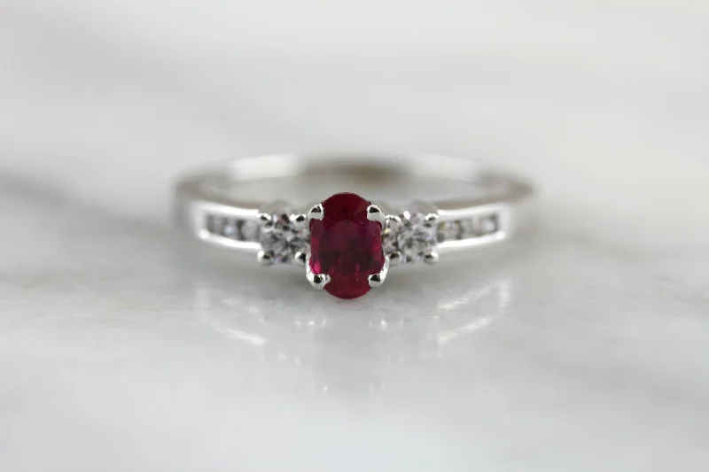 modern engagement rings -Modern Ruby Red and Diamond Engagement Ring