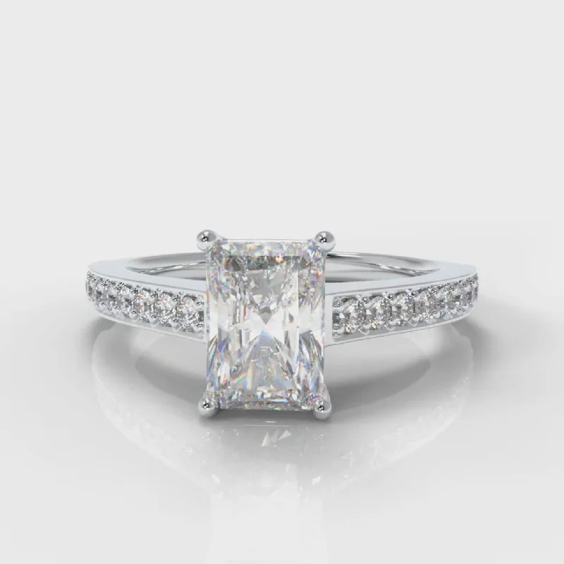 geometric engagement rings -Pavé Radiant Cut Diamond Engagement Ring