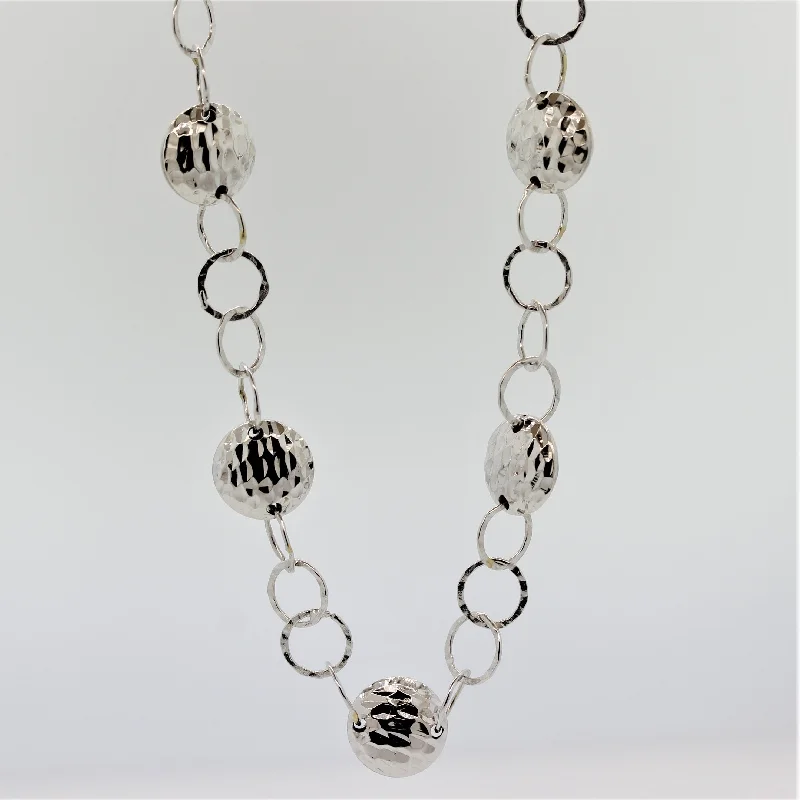 stunning statement necklaces for women -18k White Gold Hammered Chain Necklace