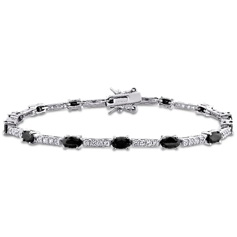 custom-designed rings for women -Mimi & Max 8ct TGW Black and White Cubic Zirconia Station Bracelet in Sterling Silver