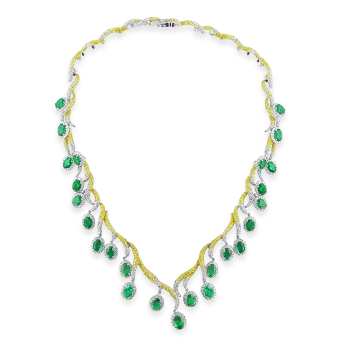 classic necklaces for women -Emerald & Diamond Necklace