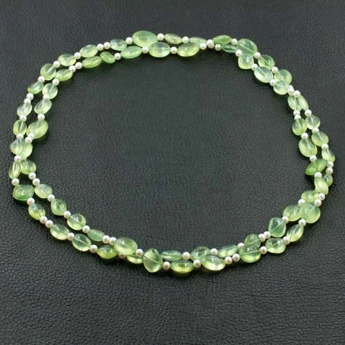 elegant gold necklaces for women -Prehnite & Pearl Necklace