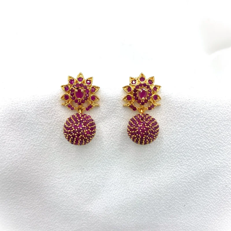 luxury earrings for women -Charming Zircon (CZ) stone Ruby Red Ball kid's Earring