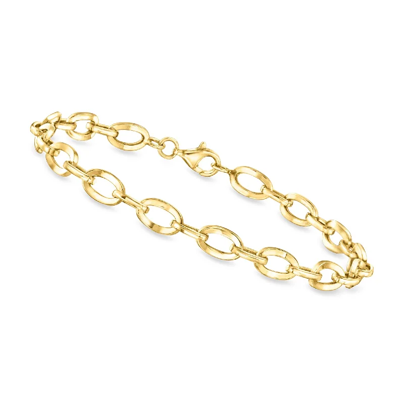 casual bracelets for women -Canaria 10kt Yellow Gold Flat Oval-Link Bracelet