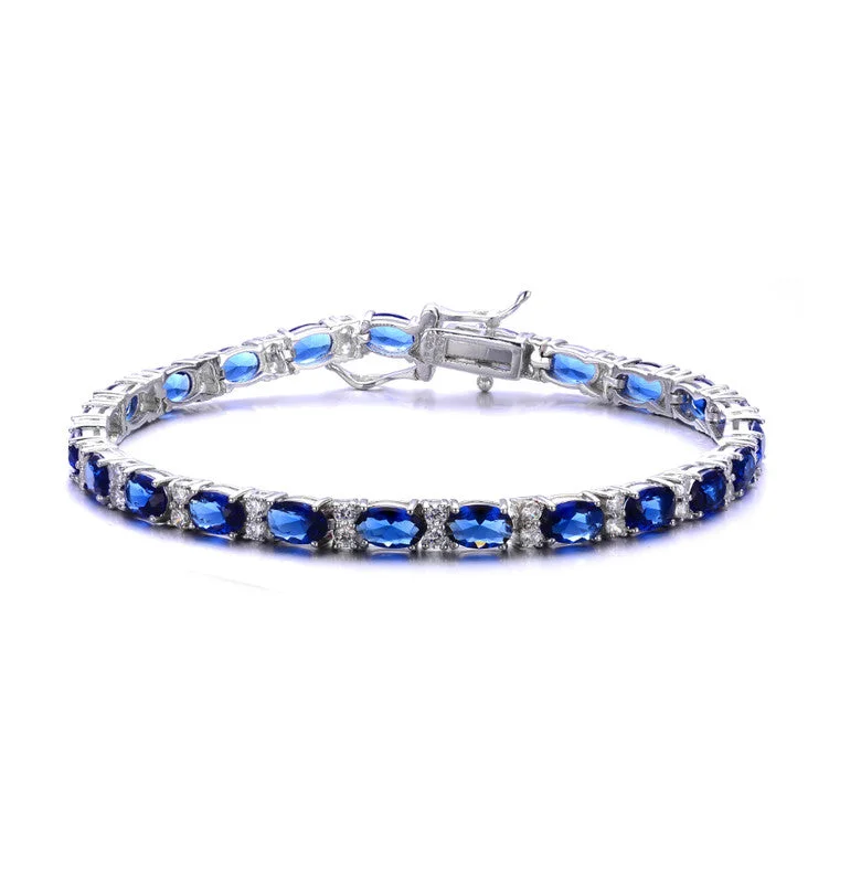 luxury rings with sapphires -White Gold Plated with Colored Cubic Zirconia Tennis Bracelet