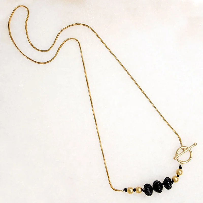 sapphire necklaces for women -Black Tourmaline & Gold Beaded Necklace by Ancient Influences