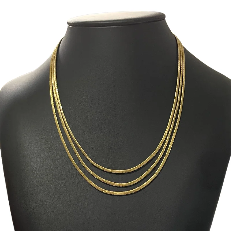 layered necklaces for women -Vintage Italian Gold Three-Strand Omega Link Necklace