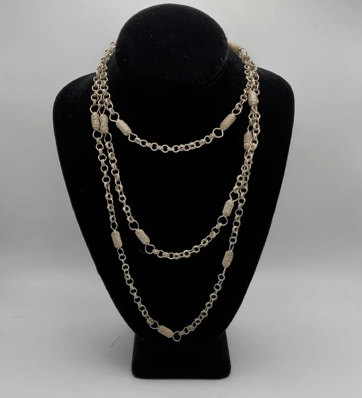 designer choker necklaces for women -Vintage Handmade Filigree Chain Rope Necklace - 59"