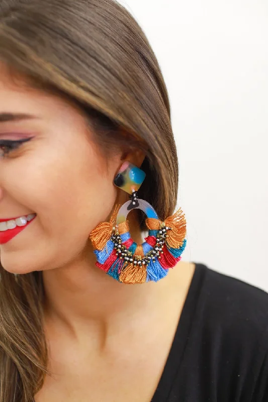 hoop earrings for evening wear -Easy Breezy Fringe Earrings