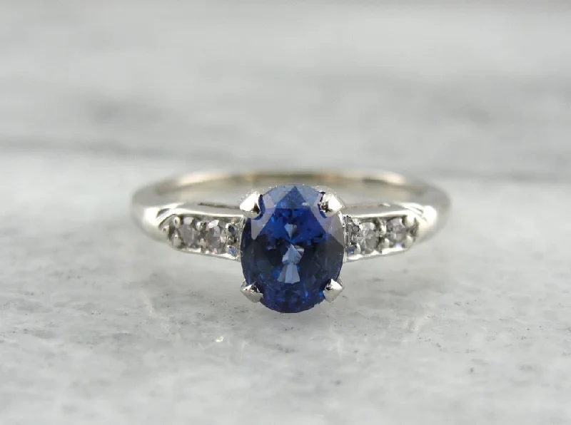 women’s signature engagement rings -Fine Sapphire Engagement Ring with Diamond Accents