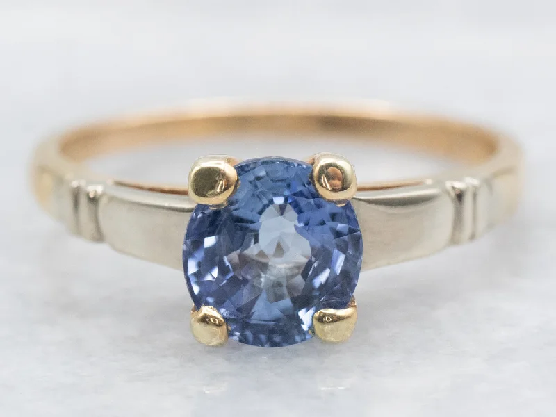 modern diamond engagement rings -Retro Era Ceylon Sapphire Engagement Ring