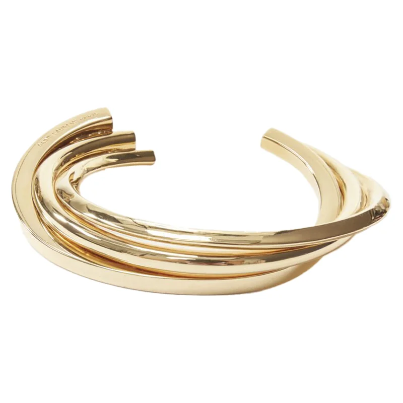 sophisticated rings for women -Saint Laurent architectural triple twist cuff bangle Hedi Slimane