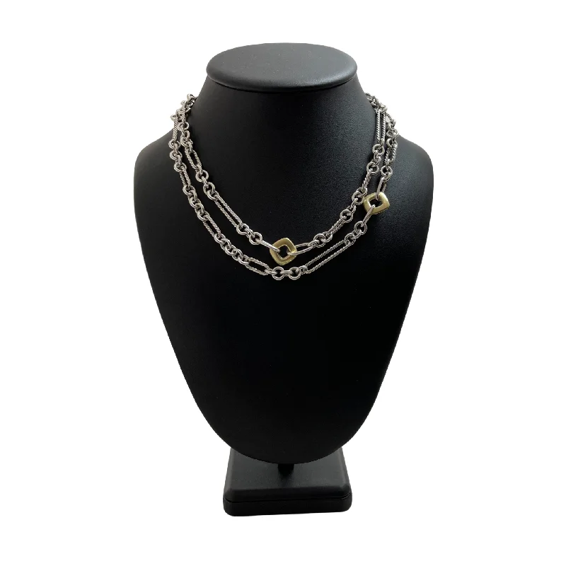 birthday gift necklaces for women -David Yurman Sterling Silver 18k Yellow Gold Figaro Link Necklace