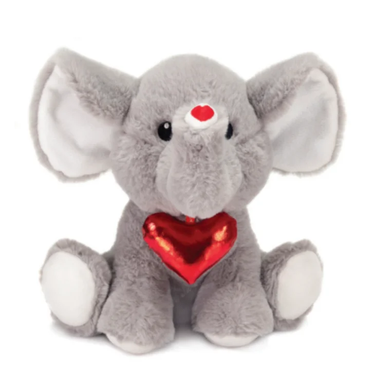 diamond necklaces for women -9.5" Gray Elephant with Glitter Heart Necklace Stuffed Plush