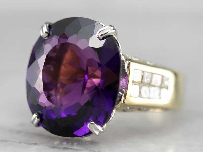 Amethyst and Diamond Cocktail Ring